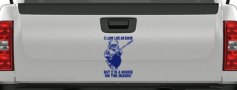 I Look Like An Ewok But I'm Wookie On The Inside Sci Fi Car or Truck Window Vinyl Decal Sticker (Navy)