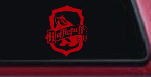 Hufflepuff Crest Sci Fi Car or Truck Window Decal Sticker (Red)