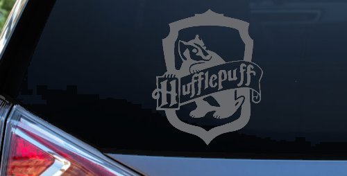 Hufflepuff Crest Sci Fi Car or Truck Window Decal Sticker (Silver)
