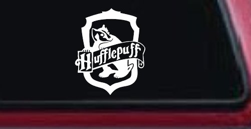 Hufflepuff Crest Sci Fi Car or Truck Window Decal Sticker (White)