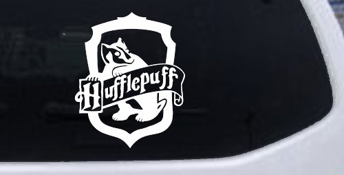 Hufflepuff Crest Sci Fi Car or Truck Window Vinyl Decal Sticker (White)