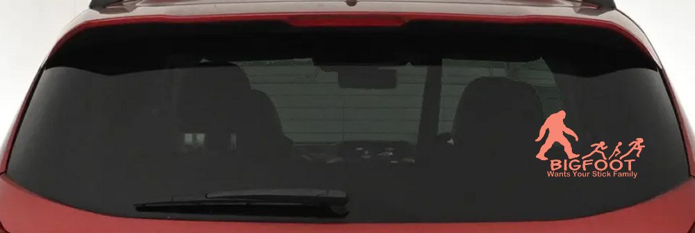 Bigfoot Wants Your Stick Family Funny Car or Truck Window Decal Sticker (Coral)