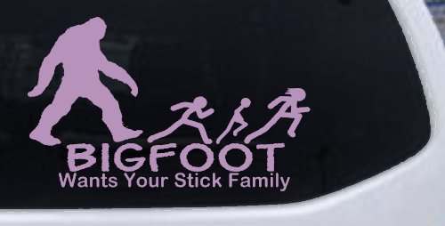 Bigfoot Wants Your Stick Family Funny Car or Truck Window Decal Sticker (Lilac)