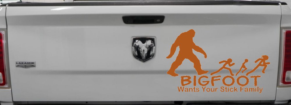 Bigfoot Wants Your Stick Family Funny Car or Truck Window Vinyl Decal Sticker (Nut Brown)