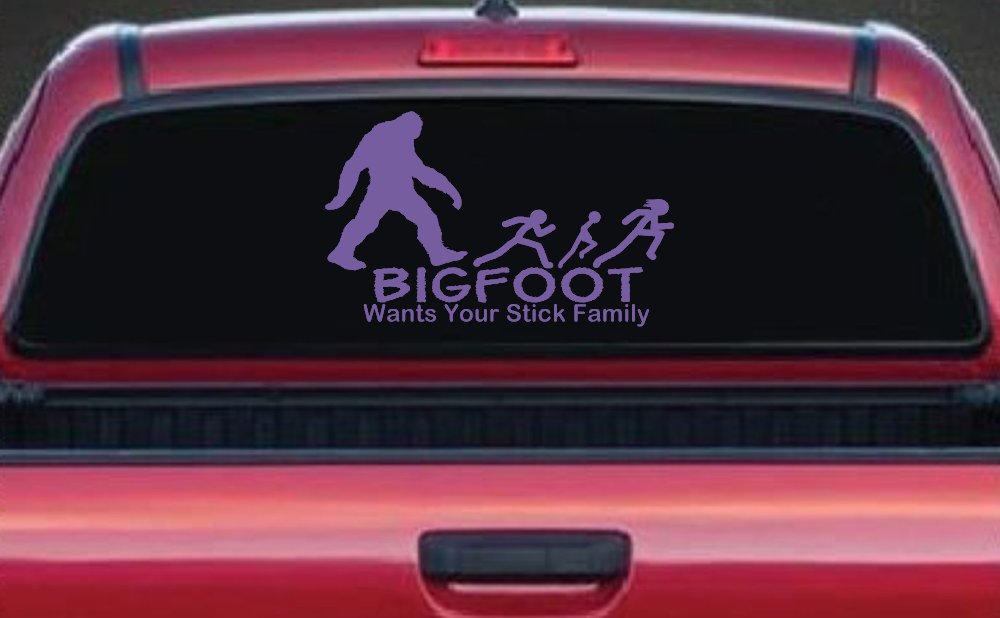 Bigfoot Wants Your Stick Family Funny Car or Truck Window Vinyl Decal Sticker (Purple)