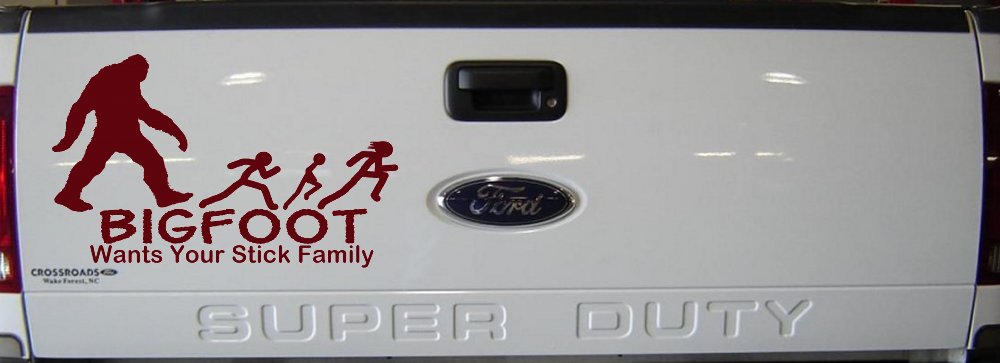 Bigfoot Wants Your Stick Family Funny Car or Truck Window Decal Sticker (Purple Red)