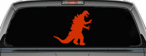 Godzilla Monster Sci Fi Car or Truck Window Decal Sticker (Orange Red)