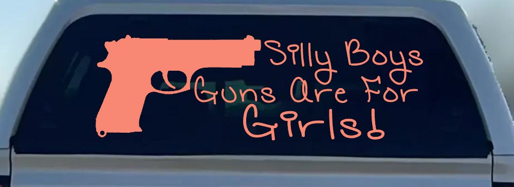 Silly Boys Guns Are For Girls Car or Truck Window Decal Sticker (Coral)