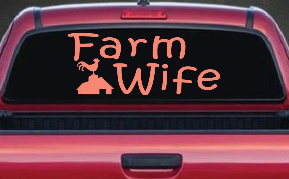 Farm Wife Country Car or Truck Window Decal Sticker (Coral)