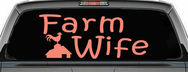 Farm Wife Country Car or Truck Window Decal Sticker (Coral)