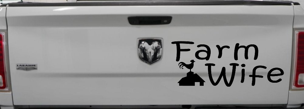 Farm Wife Country Car or Truck Window Decal Sticker (Matte Black)