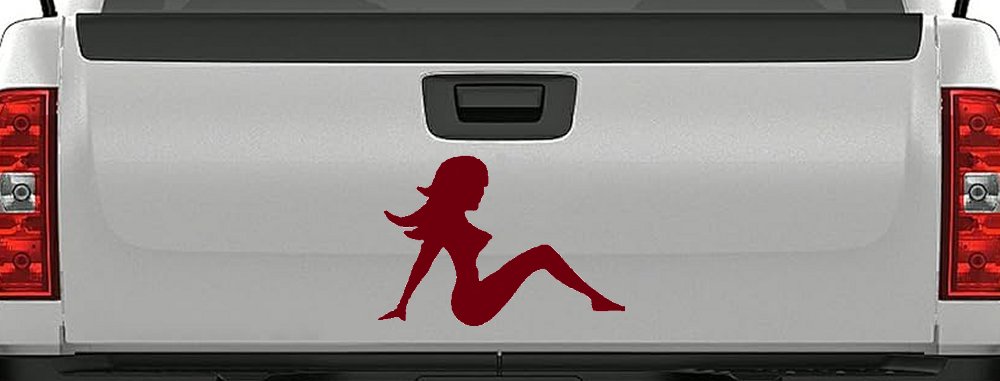 Mud Flap Women Car or Truck Window Decal Sticker (Burgundy)