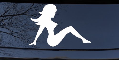 Mud Flap Women Car or Truck Window Decal Sticker (White)