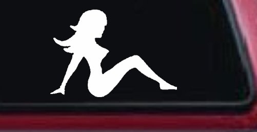 Mud Flap Women Car or Truck Window Decal Sticker (White)
