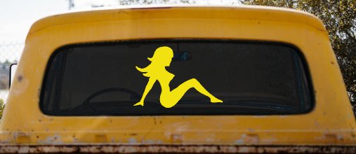 Mud Flap Women Car or Truck Window Decal Sticker (Yellow)