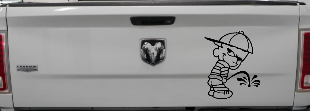 Calvin Peeing Pee Ons Car or Truck Window Decal Sticker (Black)