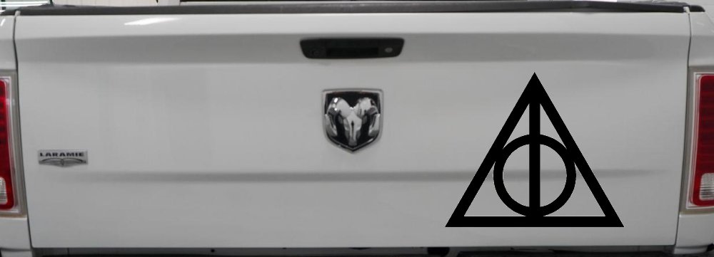 The Deathly Hallows Symbol Sci Fi Car or Truck Window Decal Sticker (Black)