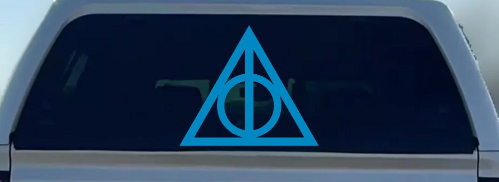The Deathly Hallows Symbol Sci Fi Car or Truck Window Decal Sticker (Blue)