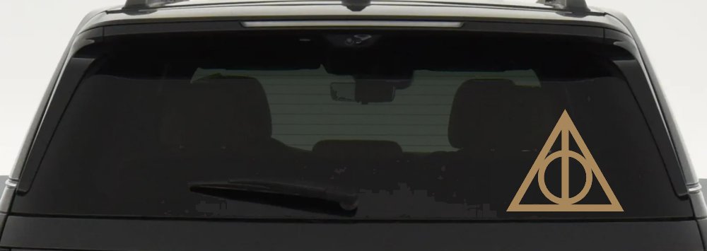 The Deathly Hallows Symbol Sci Fi Car or Truck Window Decal Sticker (Light Brown)