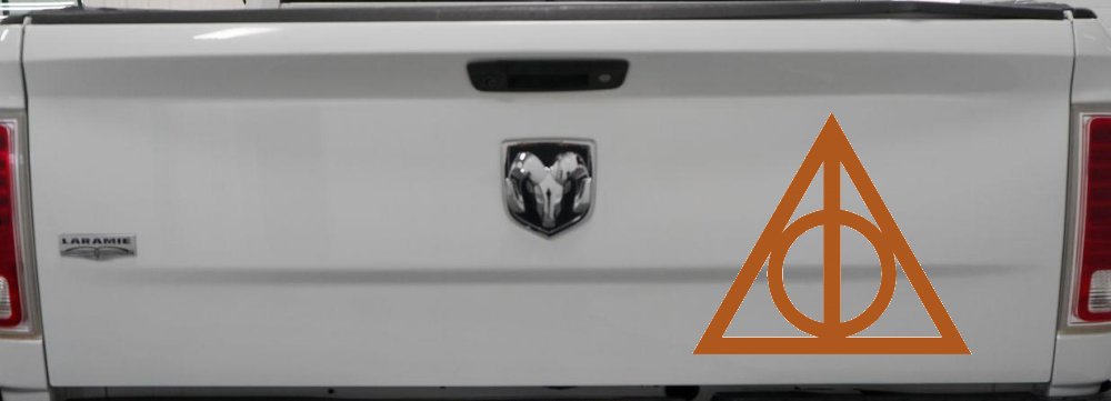 The Deathly Hallows Symbol Sci Fi Car or Truck Window Vinyl Decal Sticker (Nut Brown)