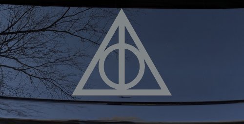 The Deathly Hallows Symbol Sci Fi Car or Truck Window Vinyl Decal Sticker (Telegrey)