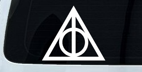 The Deathly Hallows Symbol Sci Fi Car or Truck Window Vinyl Decal Sticker (White)