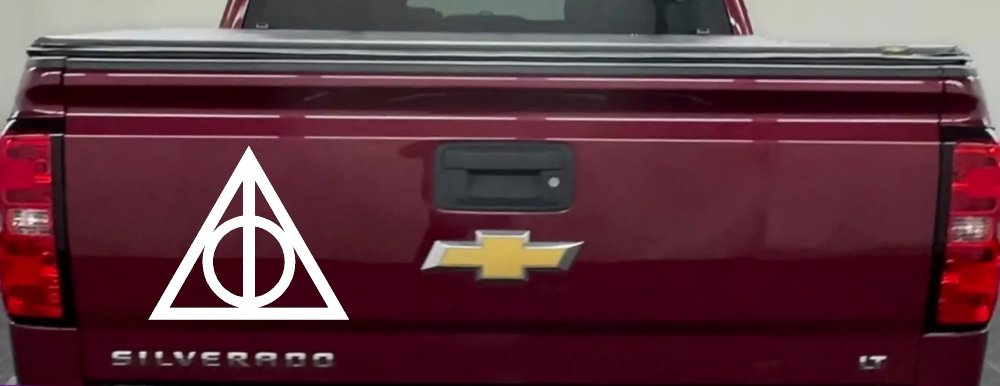 The Deathly Hallows Symbol Sci Fi Car or Truck Window Decal Sticker (White)