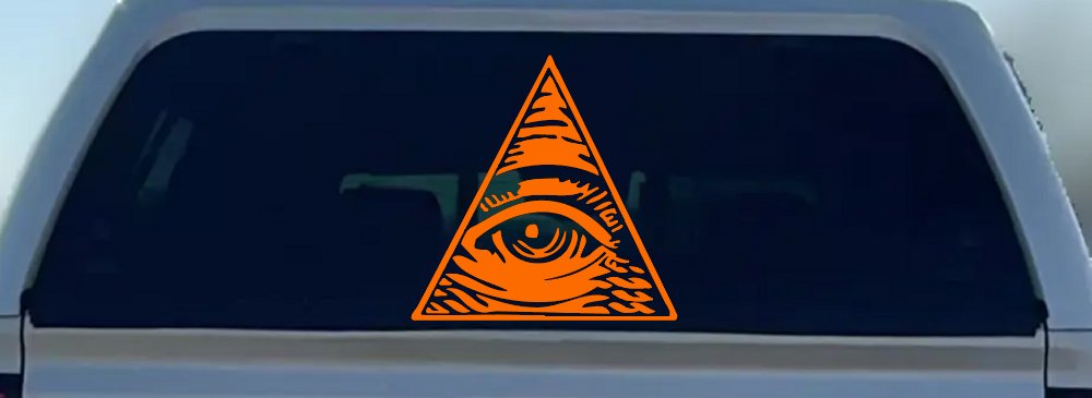 All Seeing Eye Illuminati Car or Truck Window Decal Sticker (Orange)