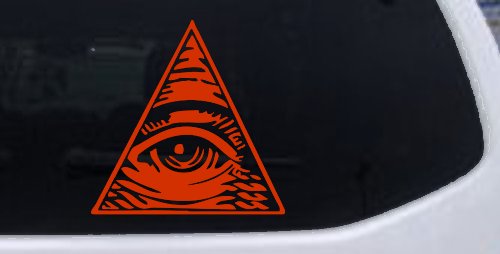 All Seeing Eye Illuminati Car or Truck Window Decal Sticker (Orange Red)