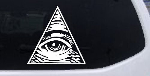All Seeing Eye Illuminati Car or Truck Window Decal Sticker (White)