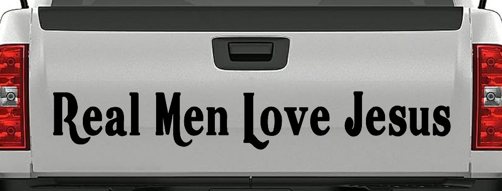 Real Men Love Jesus Christian Car or Truck Window Decal Sticker (Black)
