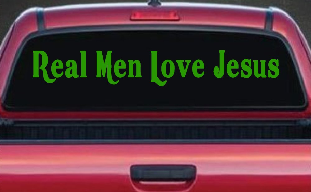 Real Men Love Jesus Christian Car or Truck Window Decal Sticker (Lime)