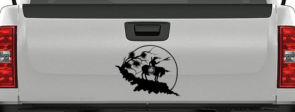 Native American Indian On Horse Desert Scene Western Car or Truck Window Decal Sticker