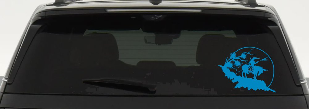 Native American Indian On Horse Desert Scene Western Car or Truck Window Vinyl Decal Sticker (Blue)