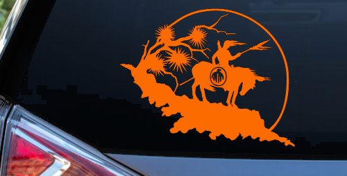 Native American Indian On Horse Desert Scene Western Car or Truck Window Decal Sticker