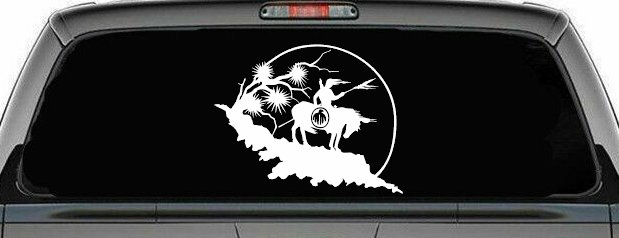 Native American Indian On Horse Desert Scene Western Car or Truck Window Decal Sticker