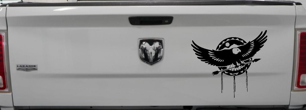 Dream Catcher Eagle Holding Arrow Native American Indian Dreamcatcher Car or Truck Window Decal Sticker (Black)