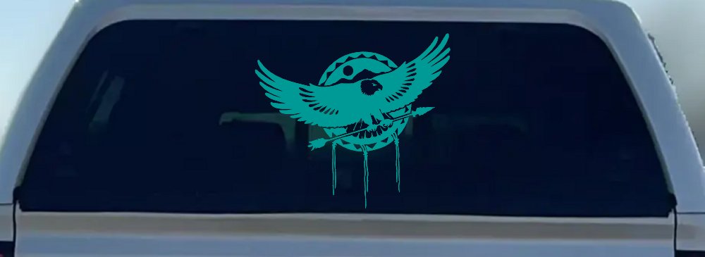 Dream Catcher Eagle Holding Arrow Native American Indian Dreamcatcher Car or Truck Window Decal Sticker (Turquoise)