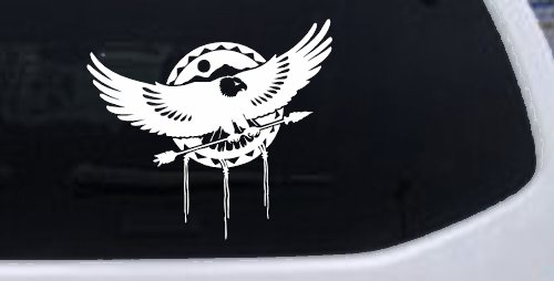 Dream Catcher Eagle Holding Arrow Native American Indian Dreamcatcher Car or Truck Window Vinyl Decal Sticker (White)