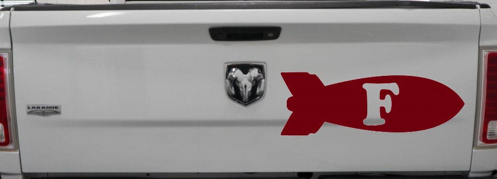 The F Bomb Funny Car or Truck Window Decal Sticker (Burgundy)