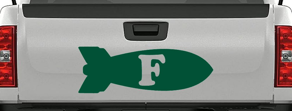 The F Bomb Funny Car or Truck Window Vinyl Decal Sticker (Dark Green)