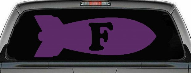The F Bomb Funny Car or Truck Window Vinyl Decal Sticker (Violet)