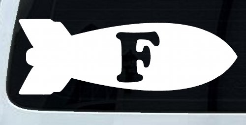 The F Bomb Funny Car or Truck Window Decal Sticker (White)