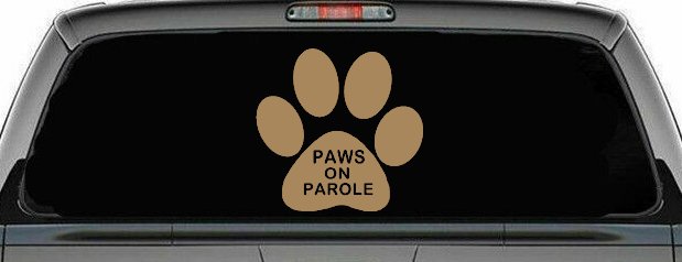 Paws On Parole Car or Truck Window Vinyl Decal Sticker (Light Brown)
