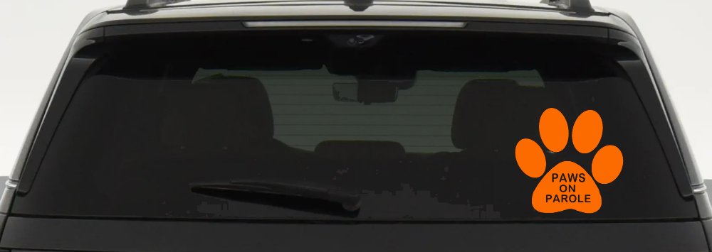 Paws On Parole Car or Truck Window Decal Sticker (Orange)
