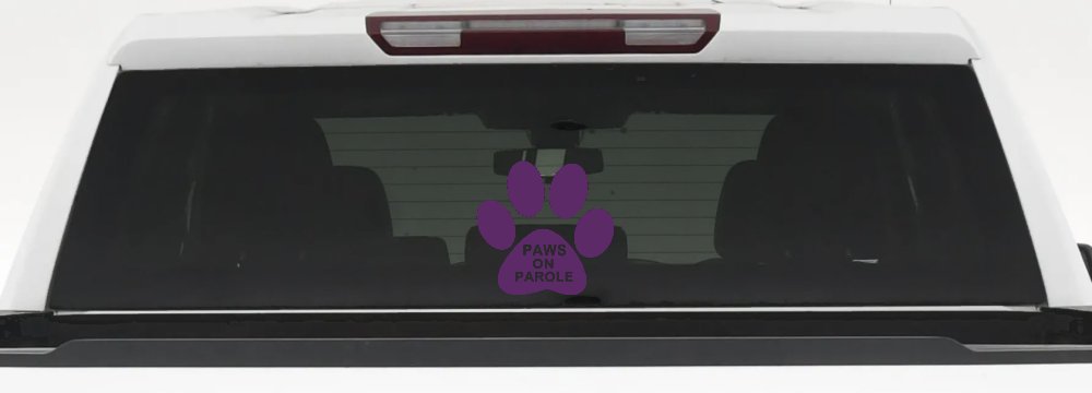 Paws On Parole Car or Truck Window Decal Sticker (Violet)