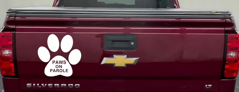 Paws On Parole Car or Truck Window Decal Sticker (White)