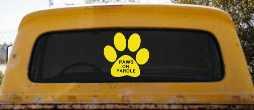 Paws On Parole Car or Truck Window Decal Sticker (Yellow)
