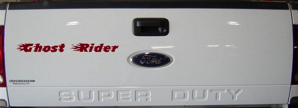 Ghost Rider Text With Flames Biker Car or Truck Window Decal Sticker