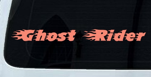 Ghost Rider Text With Flames Biker Car or Truck Window Decal Sticker